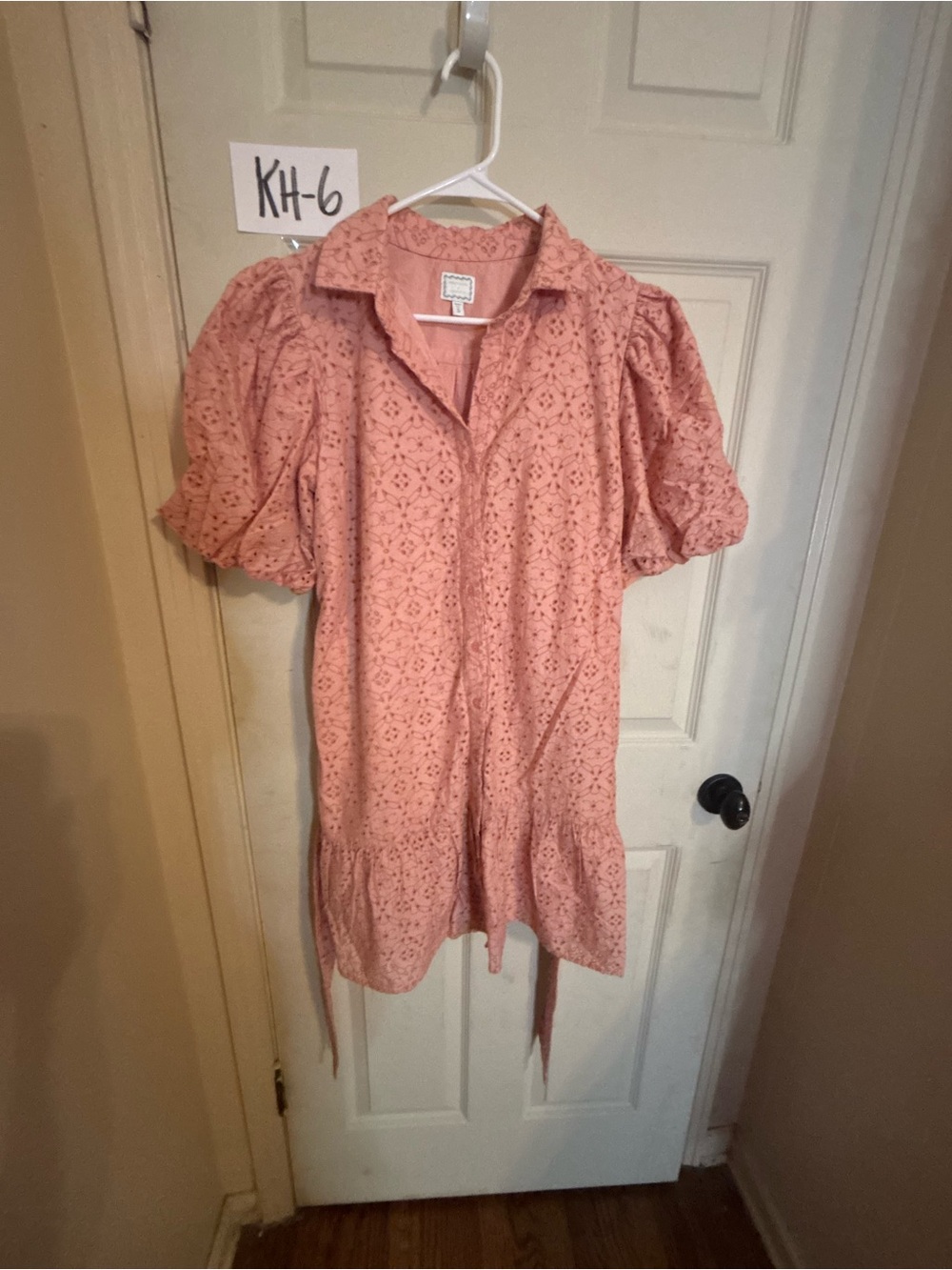 crown & ivy Rose Pink Eyelet Collared Short Sleeve Tunic